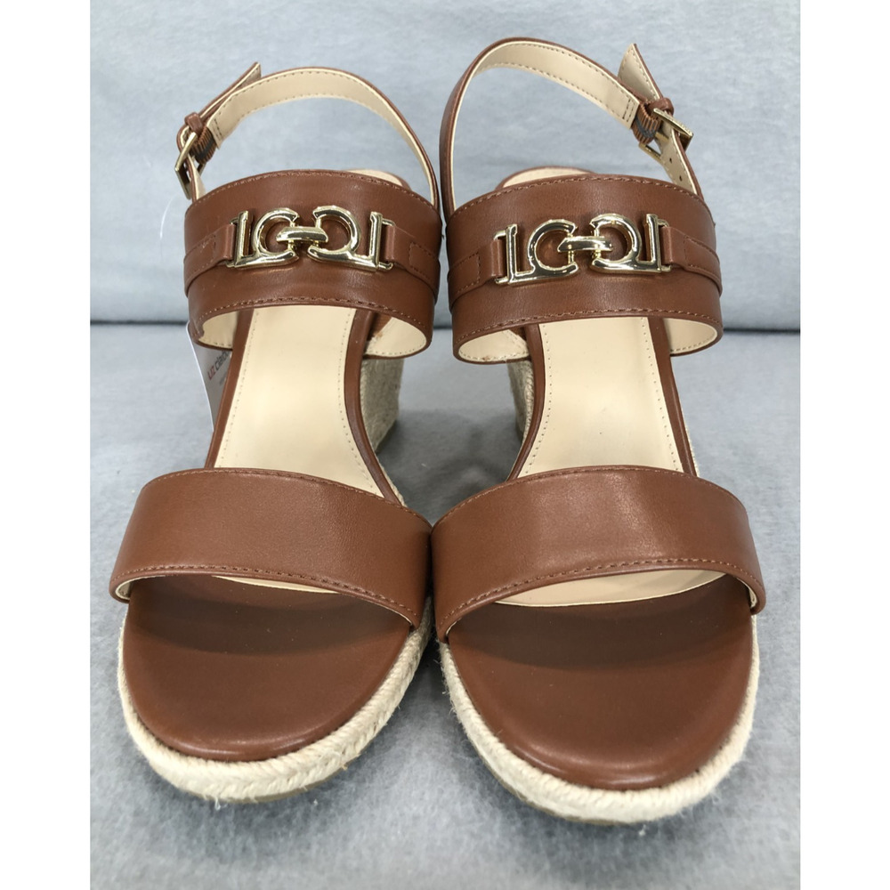 Cognac Espadrille Size 9 Wedge Sandals Mediterranean Inspired Casual Summer -New